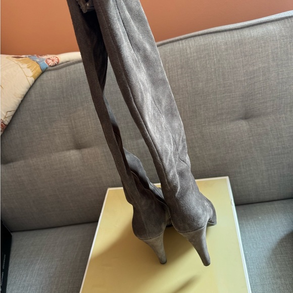 Grey Michael Kors Suede Knee High Boots - Picture 3 of 7